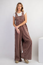 Load image into Gallery viewer, Easel Mineral Washed Terry Knit Jumpsuit in Chocolate ON ORDER
