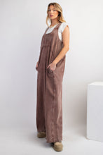 Load image into Gallery viewer, Easel Mineral Washed Terry Knit Jumpsuit in Chocolate ON ORDER
