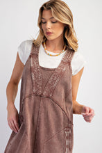 Load image into Gallery viewer, Easel Mineral Washed Terry Knit Jumpsuit in Chocolate ON ORDER
