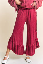 Load image into Gallery viewer, J.Her Mineral Washed Big Ruffle Pants in Burgundy
