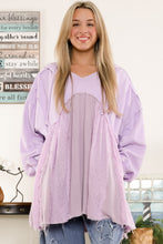 Load image into Gallery viewer, BlueVelvet Solid Color Multi Fabric Hooded Top in Lavender ON ORDER
