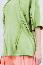 Load image into Gallery viewer, J.Her Mineral Washed Top with Diamond Seam in Apple Green Shirts &amp; Tops J.Her   
