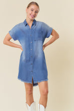 Load image into Gallery viewer, Doe &amp; Rae Tencel Denim Mini Dress in Dark Denim
