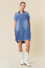 Load image into Gallery viewer, Doe &amp; Rae Tencel Denim Mini Dress in Dark Denim
