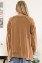Load image into Gallery viewer, BlueVelvet Cotton Terry Knit Top with Patchwork Details in Brown
