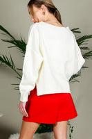 Vine & Love American Flag Knit Sweater in Cream