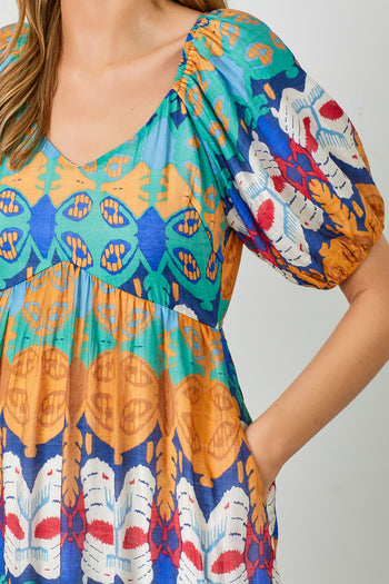 Polagram Ethnic Print Midi Dress in Red Multi FINAL SALE