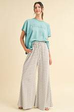 Load image into Gallery viewer, AnnieWear Textured Waffle Knit Striped Palazzo Pants in H Grey
