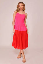 Load image into Gallery viewer, Lumiere Color Block Midi Dress in Fuchsia/Red
