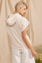 Load image into Gallery viewer, In February Hooded Top with Lace Details in Oatmeal
