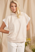 Load image into Gallery viewer, In February Hooded Top with Lace Details in Oatmeal
