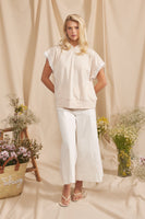 In February Hooded Top with Lace Details in Oatmeal