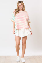 Load image into Gallery viewer, Peach Love Color Block Multi Colored Striped Top in Pink/Blue/Mauve Shirts &amp; Tops Peach Love California   
