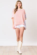 Load image into Gallery viewer, Peach Love Color Block Multi Colored Striped Top in Red/Pink/Lavender
