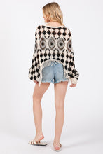 Load image into Gallery viewer, Sewn+Seen CROPPED LENGTH Crochet Poncho Top in Black/White
