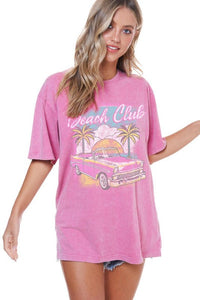 Vintage Beach Club Graphic Tee in Pink Graphic Tees Zutter   