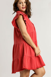 Umgee French Terry A-Line Dress in Red Dresses Umgee   