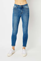Judy Blue High Waisted Denim Cuffed Skinny Jeans in Medium Wash Pants Judy Blue   
