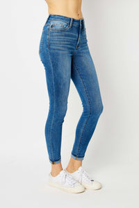 Judy Blue High Waisted Denim Cuffed Skinny Jeans in Medium Wash Pants Judy Blue   