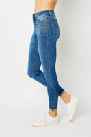 Judy Blue High Waisted Denim Cuffed Skinny Jeans in Medium Wash Pants Judy Blue   