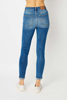 Judy Blue High Waisted Denim Cuffed Skinny Jeans in Medium Wash Pants Judy Blue   