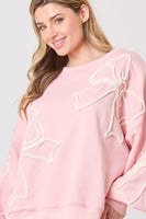Peach Love RIBBON BOW Sweatshirt in Dusty Pink