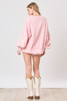 Peach Love RIBBON BOW Sweatshirt in Dusty Pink