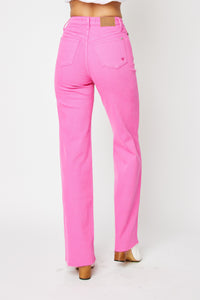 Judy Blue High Waisted 90's Straight Pants in Hot Pink Pants Judy Blue   