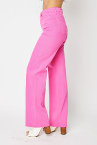 Judy Blue High Waisted 90's Straight Pants in Hot Pink Pants Judy Blue   
