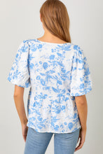 Load image into Gallery viewer, Polagram Textured Printed Top in Blue
