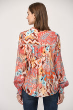 Load image into Gallery viewer, FATE Mixed Print Top with Lace Insert Details in Peach Multi
