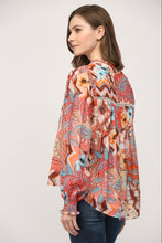 Load image into Gallery viewer, FATE Mixed Print Top with Lace Insert Details in Peach Multi
