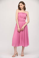 FATE Solid Color Pleated Midi Dress in Wild Rose