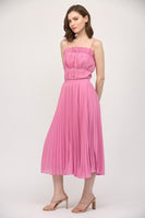 FATE Solid Color Pleated Midi Dress in Wild Rose