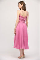 FATE Solid Color Pleated Midi Dress in Wild Rose