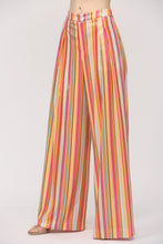 Load image into Gallery viewer, FATE Multi Color Striped Sequin Wide Leg Pants in Pink Yellow Blue
