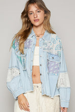 Load image into Gallery viewer, POL Mixed Print and Denim Jacket in Denim Multi
