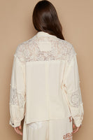 POL Mixed Print and Denim Jacket in Cream Multi