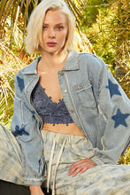 Load image into Gallery viewer, POL OVERSIZED Shacket with Star Print in Denim
