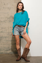 Load image into Gallery viewer, Blue B Studded Oversized Tshirt in Teal Shirts &amp; Tops Blue B   

