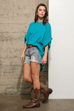 Load image into Gallery viewer, Blue B Studded Oversized Top in Teal Shirts &amp; Tops Blue B   
