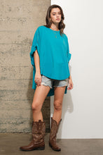 Load image into Gallery viewer, Blue B Studded Oversized Tshirt in Teal Shirts &amp; Tops Blue B   
