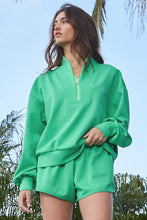 Load image into Gallery viewer, BucketList Half Zip-up Scuba Pullover Top in Green Jacket Bucketlist   
