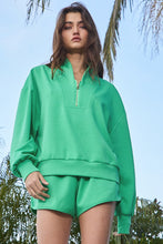 Load image into Gallery viewer, BucketList Half Zip-up Scuba Pullover Top in Green Jacket Bucketlist   
