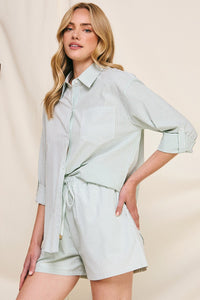 Allie Rose Multi Striped Cotton Blend Top in Sage Shirts & Tops Allie Rose   