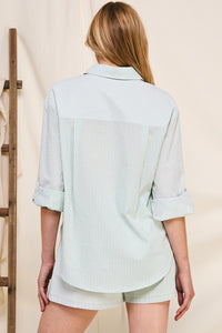 Allie Rose Multi Striped Cotton Blend Top in Sage Shirts & Tops Allie Rose   