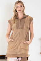 BlueVelvet Sporty Half Zip Up Dress in Mocha FINAL SALE