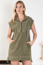 Load image into Gallery viewer, BlueVelvet Sporty Half Zip Up Dress in Dark Olive
