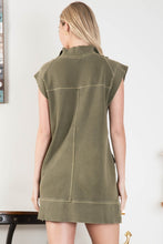 Load image into Gallery viewer, BlueVelvet Sporty Half Zip Up Dress in Dark Olive
