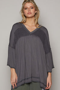 POL Oversized Solid Color Top in Charcoal Shirts & Tops POL Clothing   